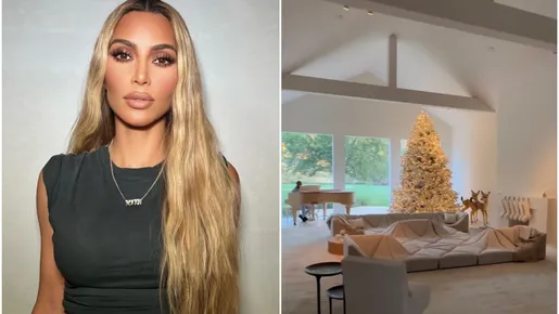 Kim Kardashian mostra sofá de mais de R$ 1 milhão como peça de decoração natalina