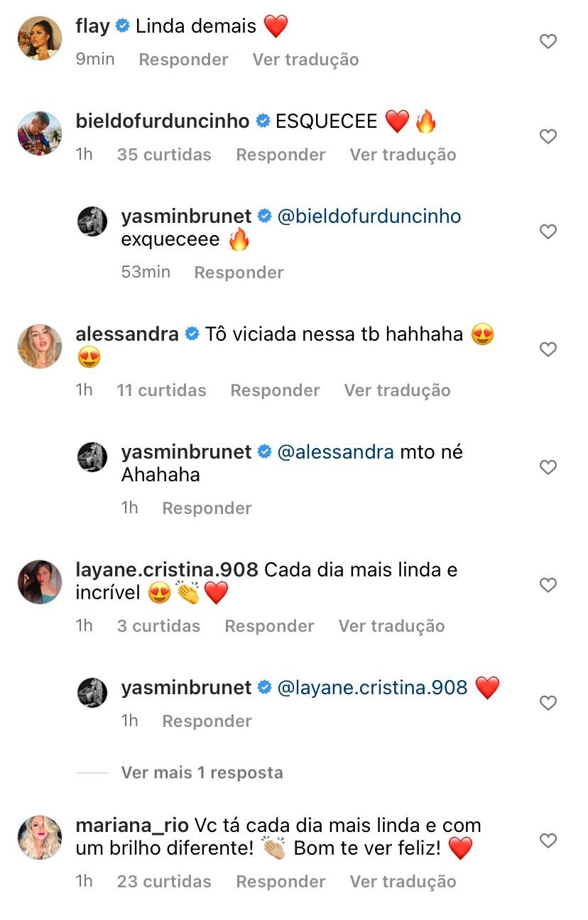 Seguidores elogiam Yasmin Brunet (Foto: Reprodução / Instagram)