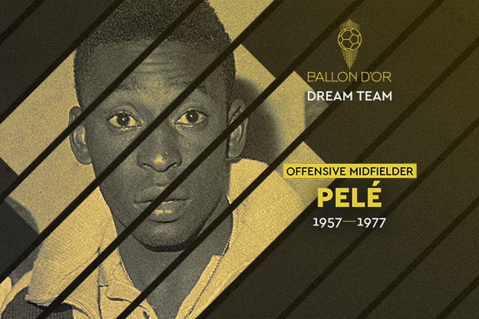 Pelé eleito no Dream Team da Bola de Ouro da France Football — Foto: Reprodução de Twitter
