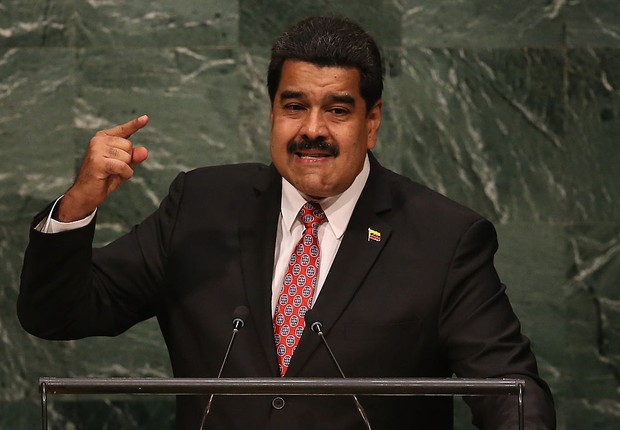 O presidente da Venezuela, Nicolás Maduro, em discurso durante assembleia da ONU, em 2015 (Foto: John Moore / Getty Images)