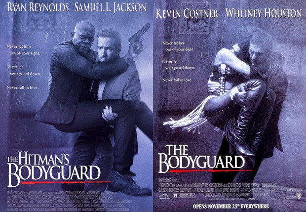 Ryan Reynolds e Samuel L. Jackson em pôster de 'The Hitman’s Bodyguard', paródia de 'O Guarda-Costas' (1992 (Foto: Reprodução)