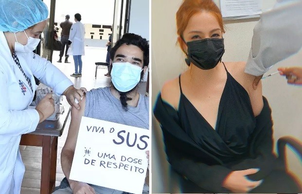 Caio Blat e Bia Arantes são vacinados contra Covid-19 (Foto: AgNews e Reprodução/Instagram)