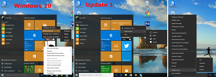 Windows 10 Update 1 trouxe mudanças à interface do sistema (Foto: Reprodução/Elson de Souza)