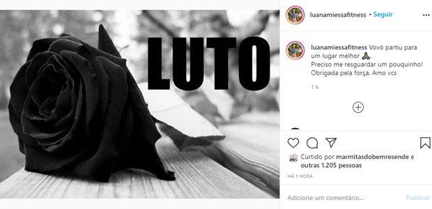 Luana, filha de Paulo Goulart Filho, lamenta a morte da avó Nicette Bruno (Foto: Reprodução/Instagram)
