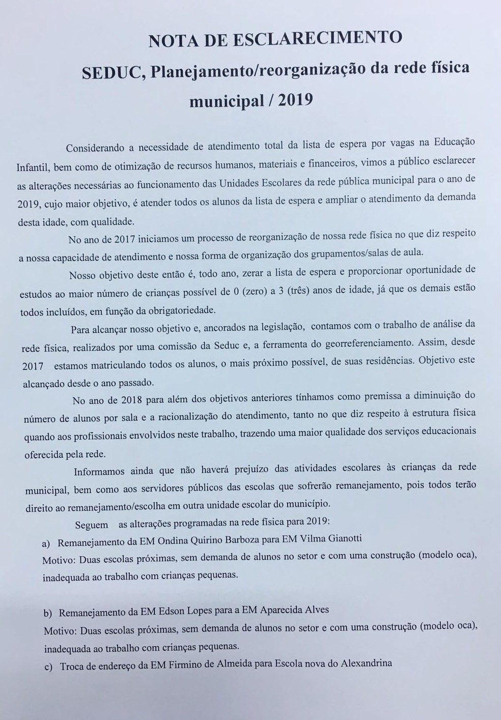 Alterações anunciadas pela Prefeitura de Presidente Prudente — Foto: Reprodução