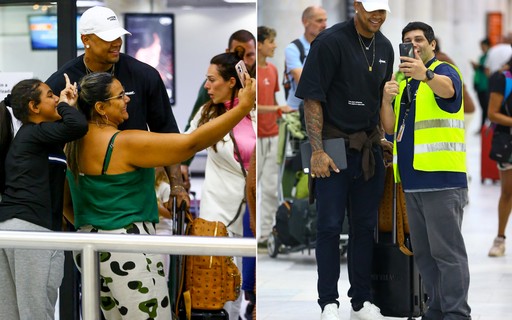 Léo Santana é tietado por fãs em aeroporto no Rio; fotos