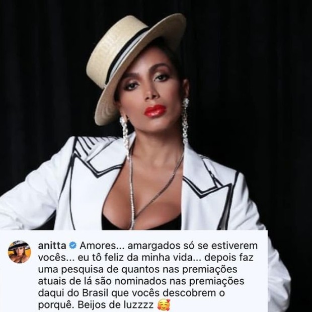 Anitta rebate comentário (Foto: Reprodução/Instagram)