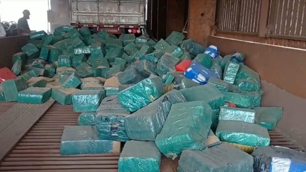 11 toneladas de maconha foram apreendidas pela PRF em galpão que funcionava como armazém da droga em Dourados (MS) — Foto: PRF/Divulgação