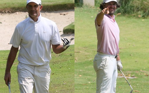 Rodrigo Lombardi e Marcos Pasquim curtem tarde de golfe no Rio