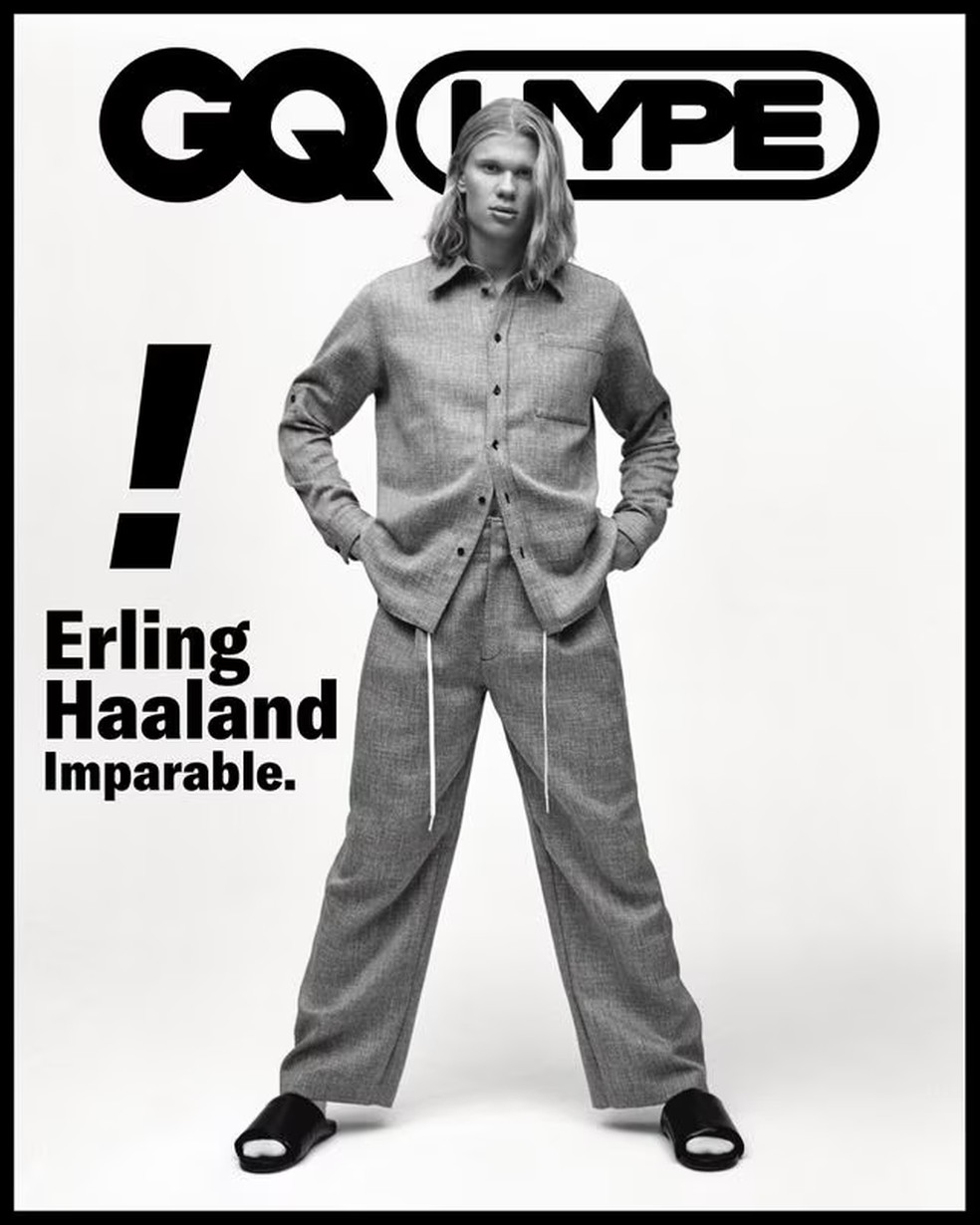 Haaland, do Manchester City, é capa da revista "GQ Hype" — Foto: Reprodução
