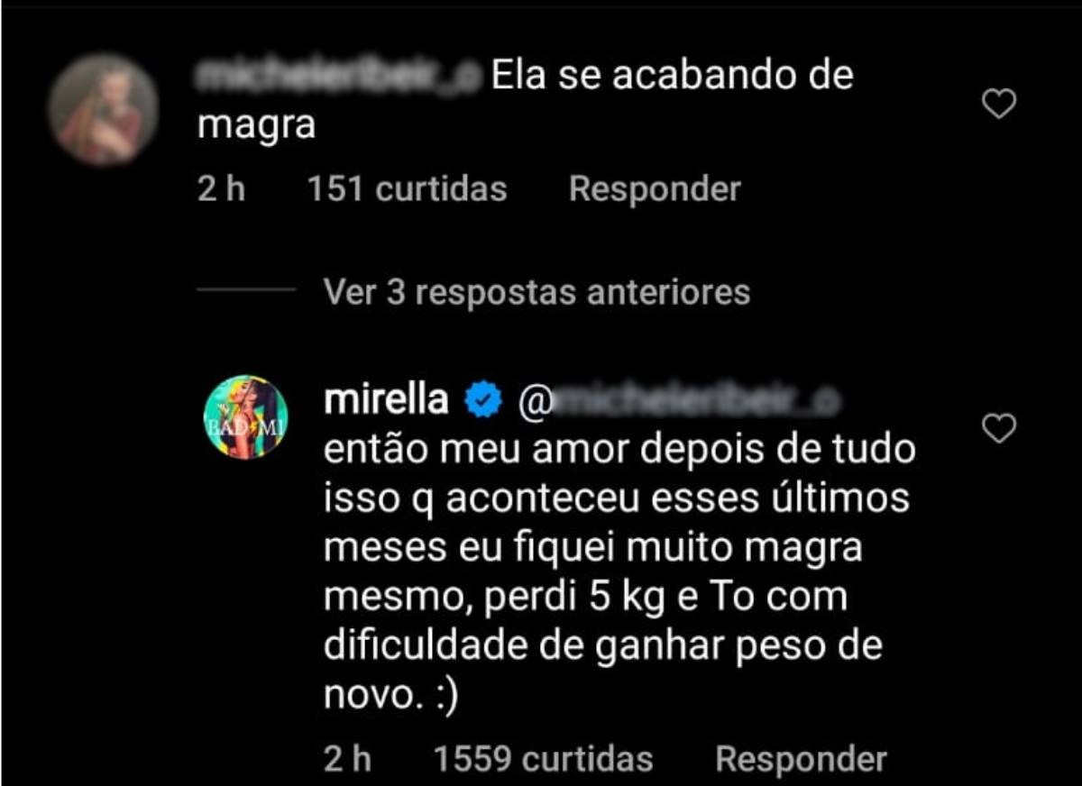MC Mirella rebate crítica (Foto: Reprodução/Instagram)