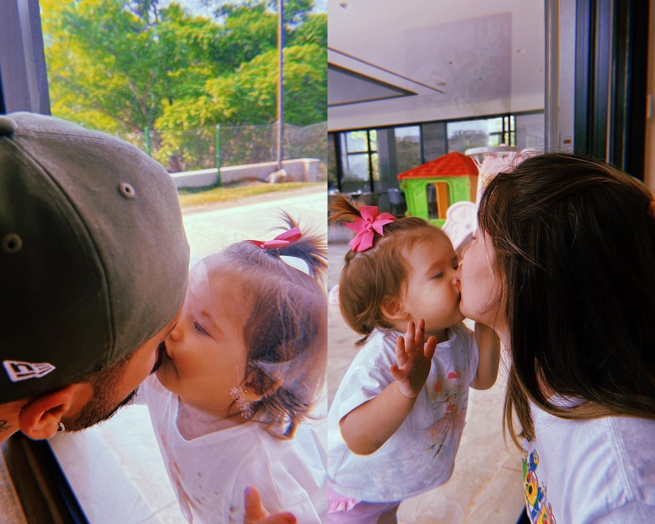 Zé Felipe compartilhou fotos de Maria Alice beijando os pais (Foto: Reprodução/Instagram)