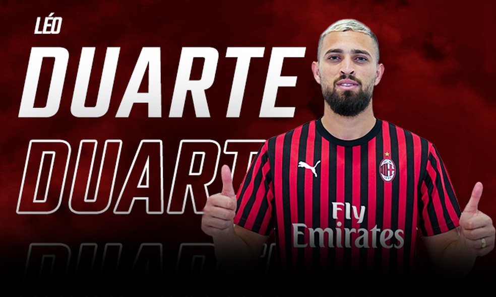 Zagueiro Léo Duarte é anunciado pelo Milan — Foto: Reprodução