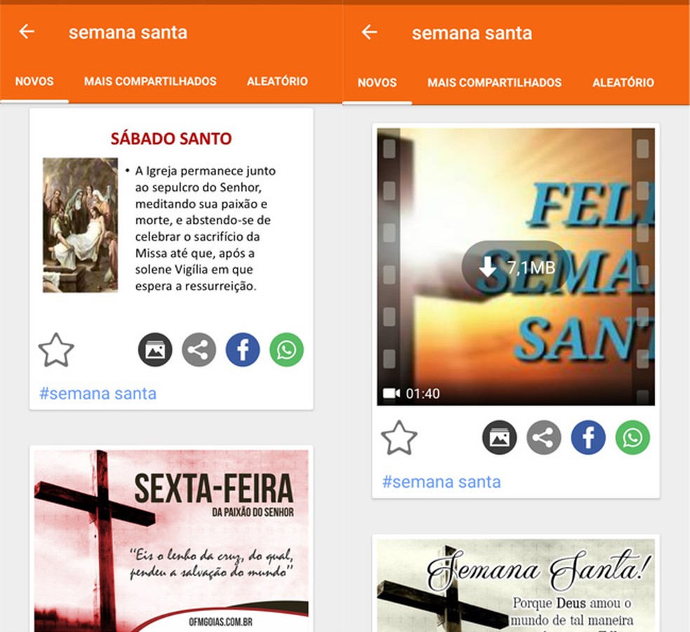 App tem vídeos e imagens de Sexta-Feira Santa no Android — Foto: Reprodução/TechTudo