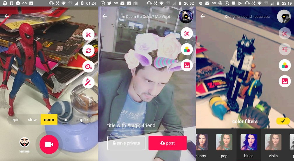 Tela de gravação do Musical.ly (Foto: Reprodução)