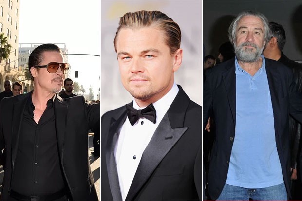 Brad Pitt, Leonardo diCaprio e Robert de Niro (Foto: Getty Images)