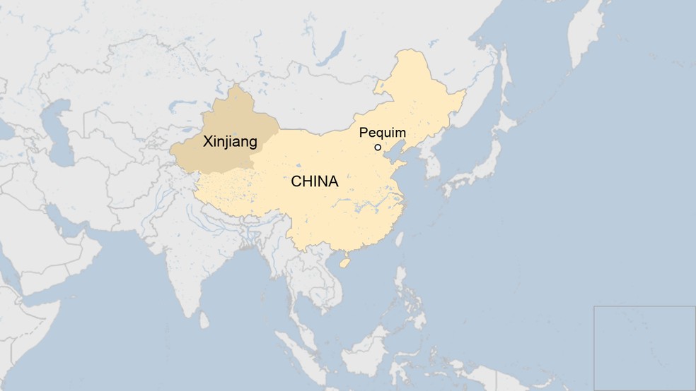 Região de Xinjiang fica no extremo oeste da China — Foto: BBC