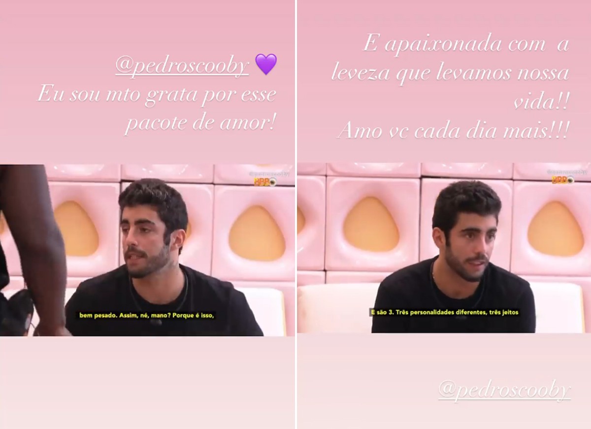 Pedro Scooby exalta Cintia Dicker em conversa com Linn da Quebrada (Foto: Reprodução / TV Globo e Instagram)