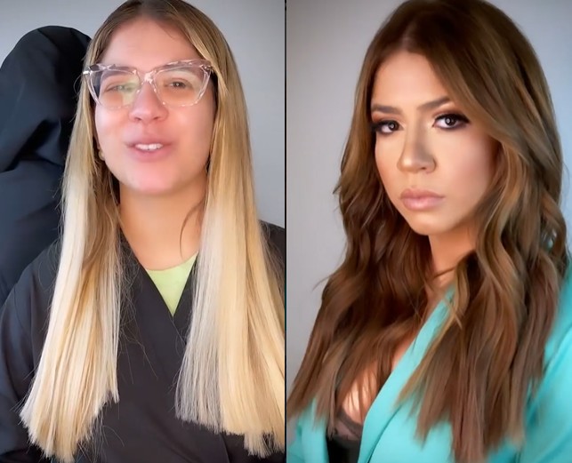 Marilia Mendonça antes e depois da mudança nos cabelos (Foto: Reprodução)
