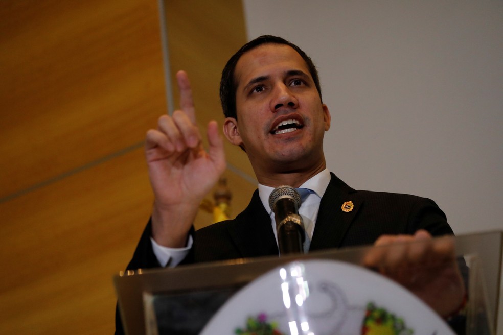 Juan Guaidó em coletiva de imprensa em Caracas em 2023 — Foto: Leonardo Fernandez Viloria/Reuters