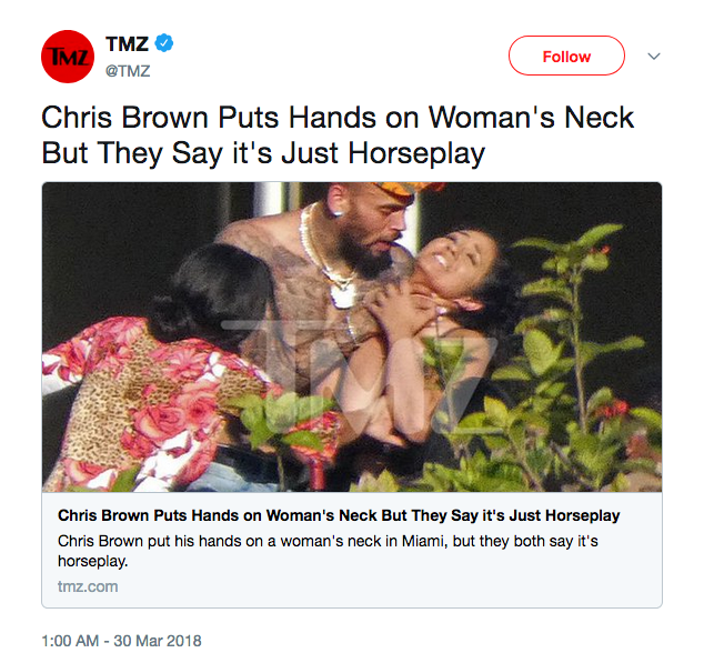O flagrante feito pelo site TMZ mostrando Chris Brown agredindo uma amiga (Foto: Twitter)