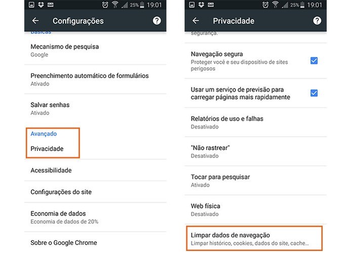 Chrome Para Android Saiba Como Limpar O Historico De Navegacao E O Cache Dicas E Tutoriais Techtudo