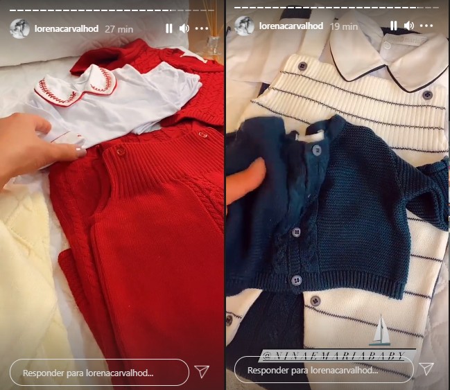 Lorena Carvalho mostra detalhes da mala de maternidade de seu primeiro filho (Foto: Reprodução)