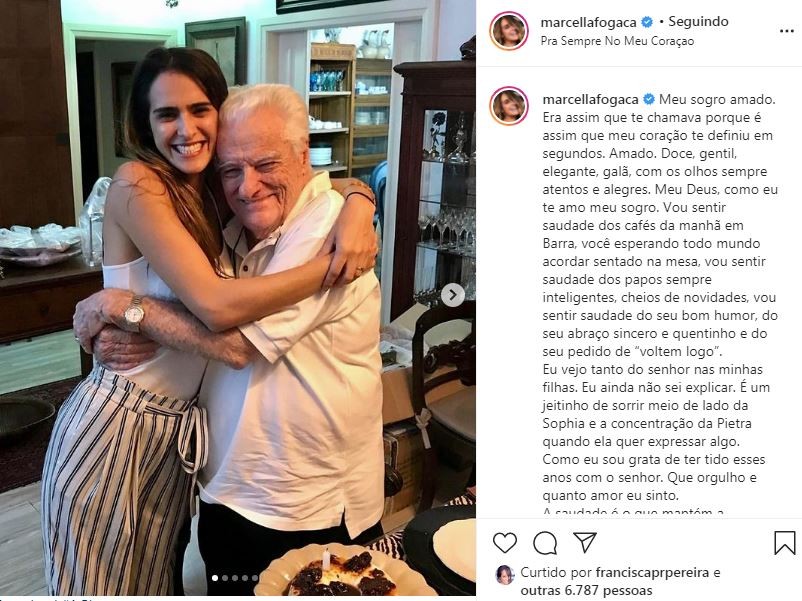 Marcella Fogaça homenageou o sogro, Antonio, que morreu aos 88 anos (Foto: Reprodução / Instagram)