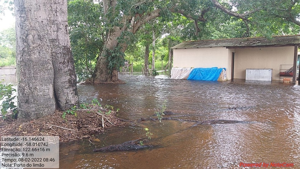 Enchente em rio deixa comunidade rural alagada em Cáceres (MT) — Foto: Reprodução