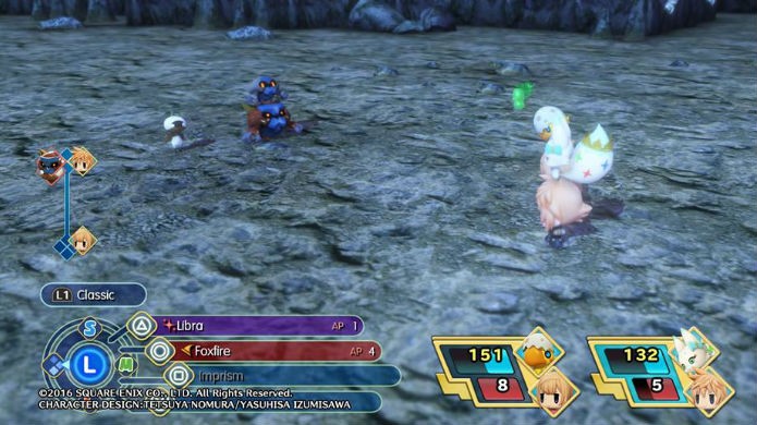 World of Final Fantasy: os turnos são definidos pela barra no canto esquerdo (Foto: Reprodução / Thomas Schulze)