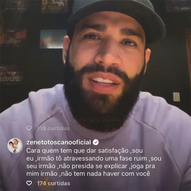 Zé Neto comenta em live de Gusttavo Lima (Foto: Reprodução / Instagram)