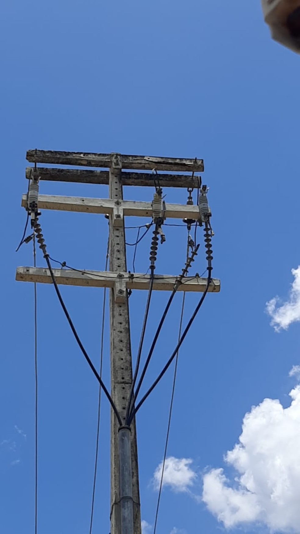 Assaltantes levaram cabos de força de alimentação e distribuição de energia, em Alagoas — Foto: Casal