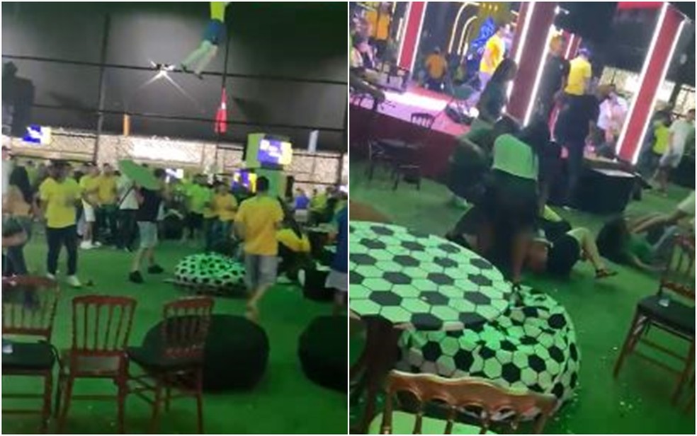 Torcedores brigam após jogo do Brasil em Goiânia— Foto: Reprodução/Redes Sociais