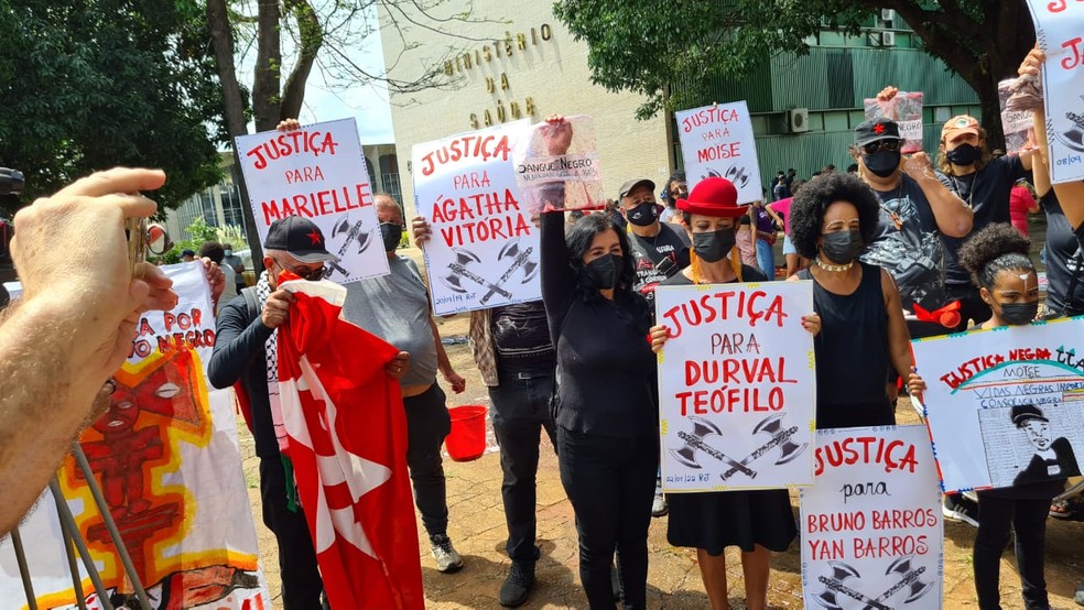 Manifestação em Brasília pede justiça por congolês Moïse — Foto: Por Todas Vidas Negras/DF/Reprodução