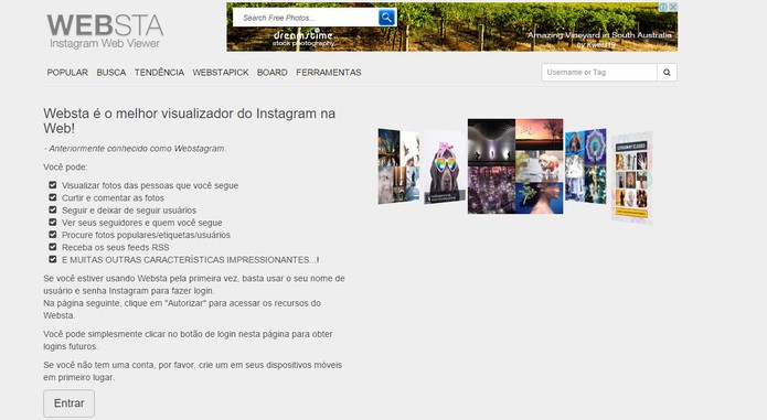 WebSta tem interface completa com novidades do Instagram e visual em português (Foto: Reprodução/Barbara Mannara)