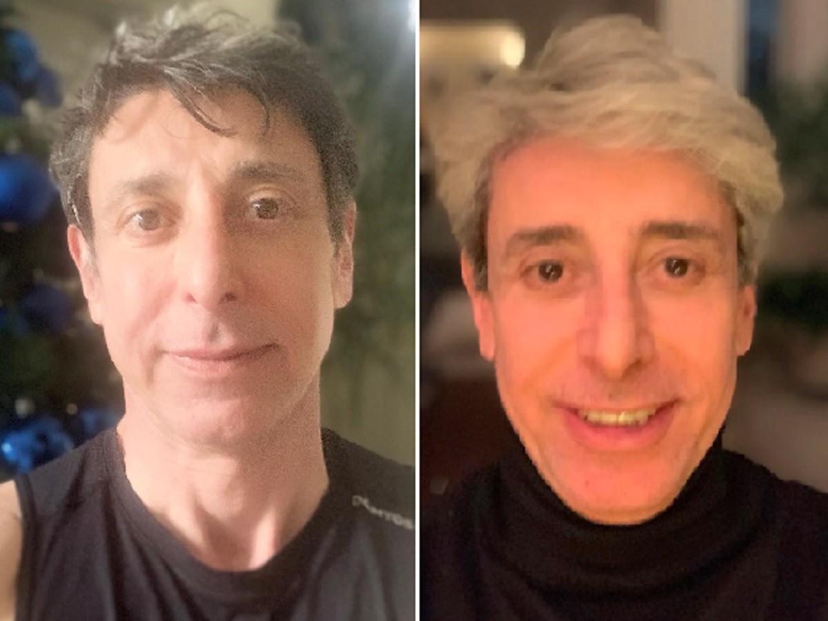 Antes e depois: Cássio Scapin, que estava grisalho, platinou os cabelos (Foto: Reprodução/Instagram)