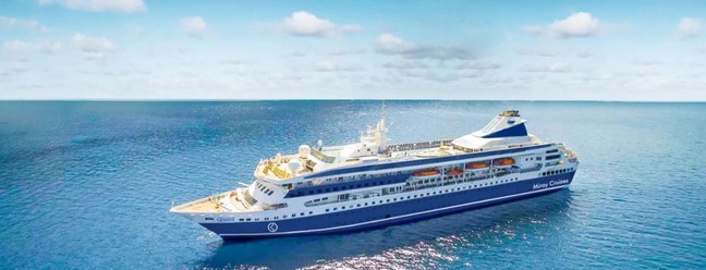 Imagem mostra o MV Gemini, o navio que fará, a partir de 1º de novembro, o cruzeiro mais longo do mundo, com três anos de duração — Foto: Reprodução