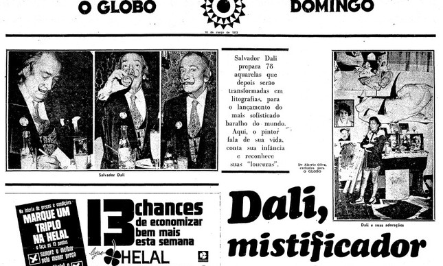 Capa do caderno que trazia a entrevista exclusiva de Salvador Dali ao Globo