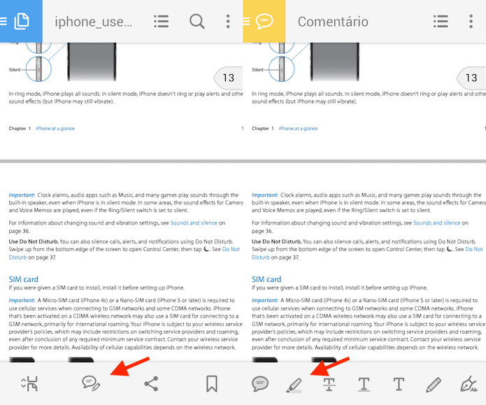 Caminho para ativar o marcador de texto do Adobe Reader para Android (Foto: Reprodução/Marvin Costa)