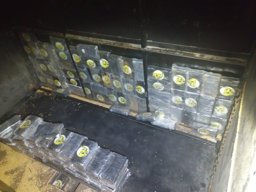 Droga foi encontrada em caminhão que seguia do MS para o Porto de Paranaguá — Foto: Cedida/Polícia Rodoviária