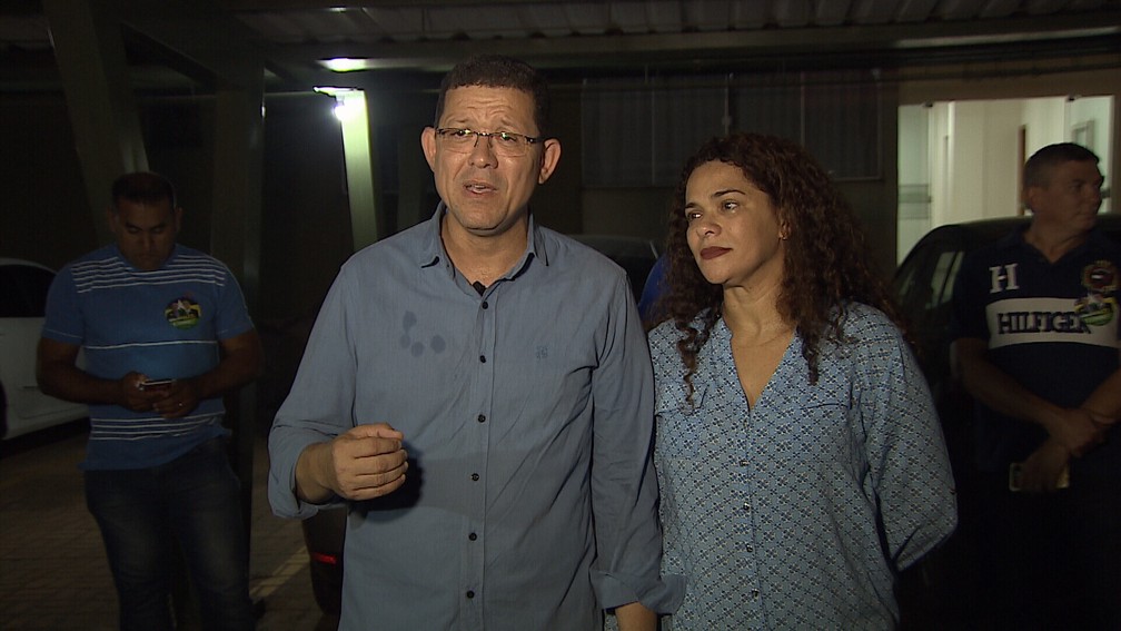 Marcos Rocha e esposa após vitória — Foto: Reprodução/Rede Amazônica