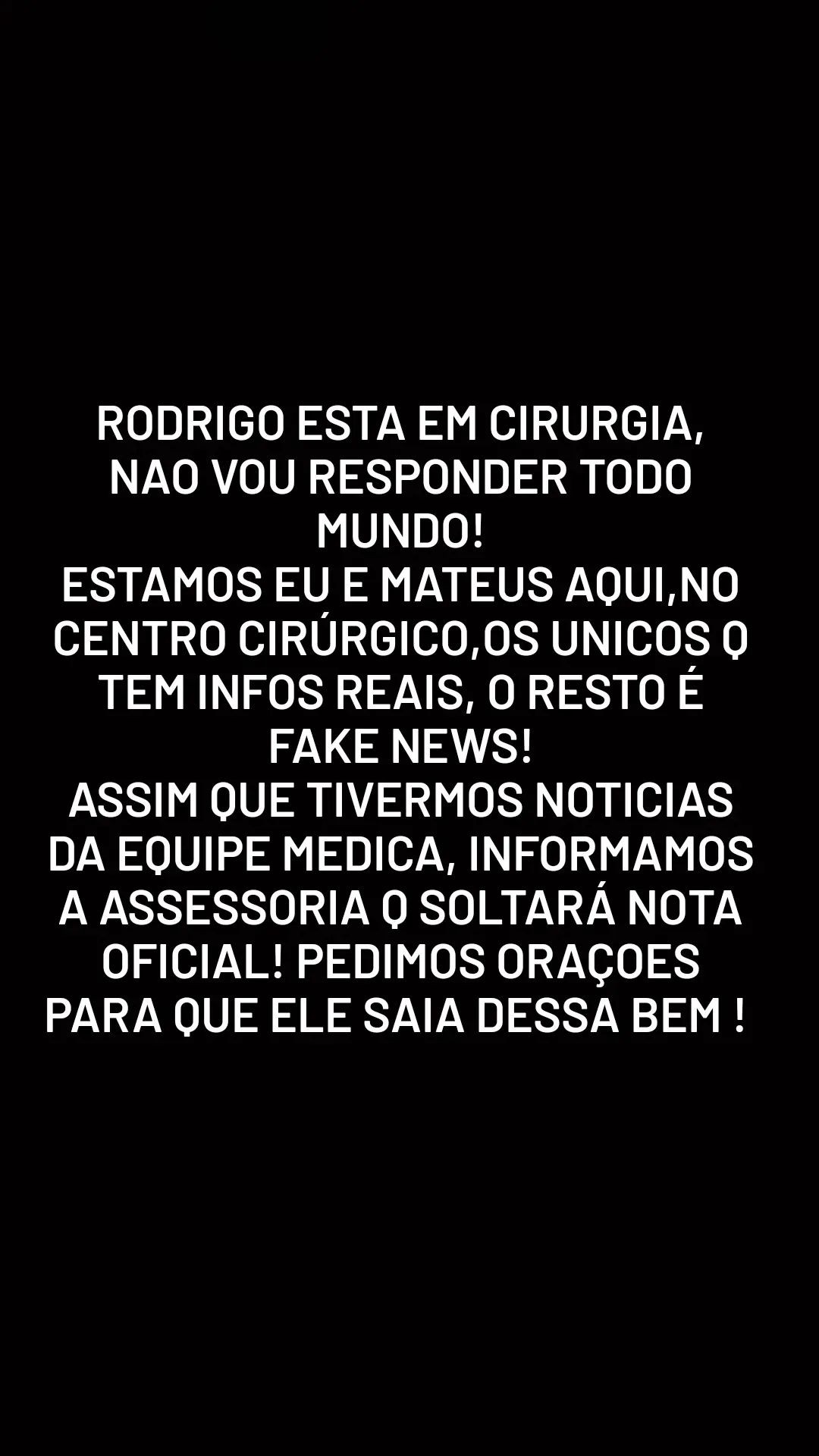 Amigos de Rodrigo Mussi falam de cirurgia (Foto: Reprodução/Instagram)
