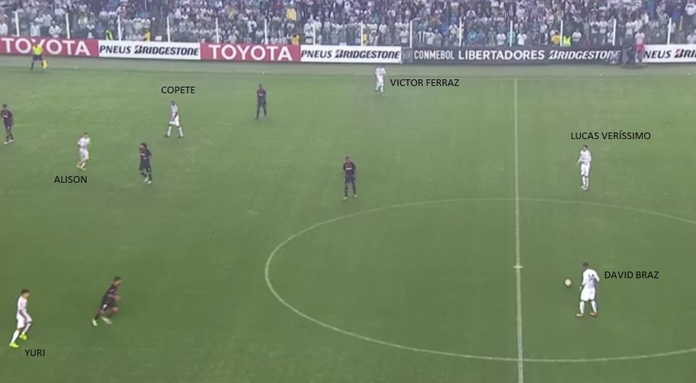 Santos joga com as linhas muito distantes no primeiro tempo (Foto: GloboEsporte.com)