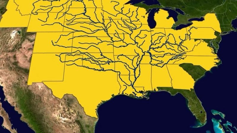 BBC - São vários rios que deságuam no Golfo do México e causam a 