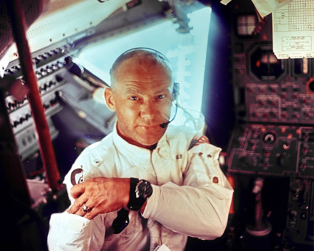 Buzz Aldrin no módulo lunar Eagle, em 20 de julho de 1969 (Foto: NASA)