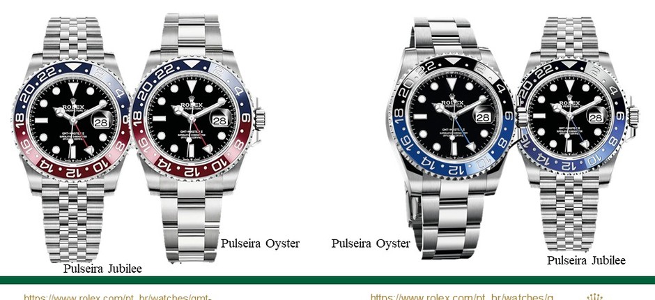 Relógio Rolex GMT Master II com pulseira Oyster (peças centrais) e jubilee (nas extremidades) (Foto: Cartier)