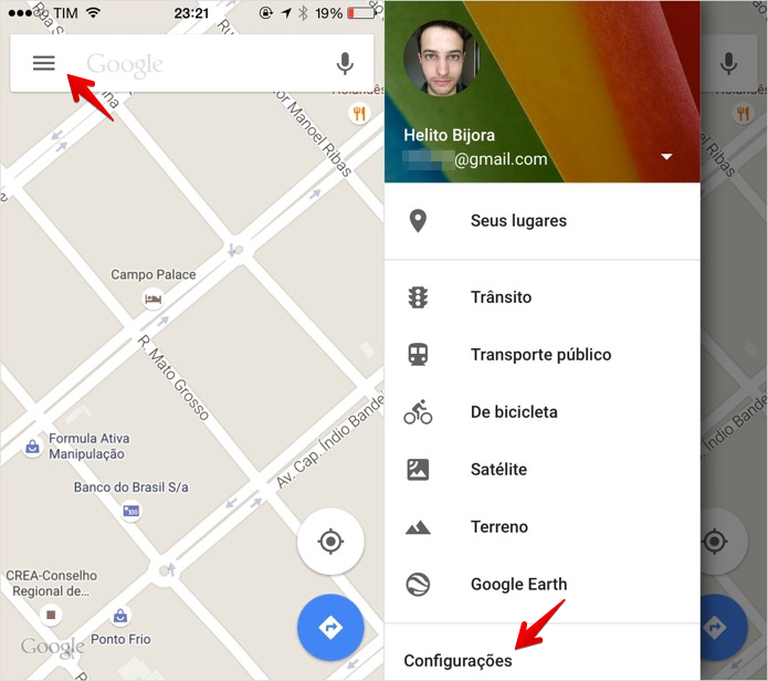 Acesse as configurações do aplicativo do Google Maps (Foto: Reprodução/Helito Bijora) 