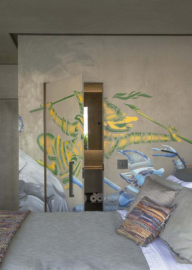 Design assinado e grafite decoram apê de 42 m² (Foto: Luis Gomes )