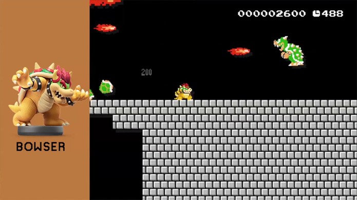 Amiibos permitem mudar o visual de Mario para outro personagem, como Bowser, Link, Kirby e muitos mais (Foto: Reprodução/YouTube)