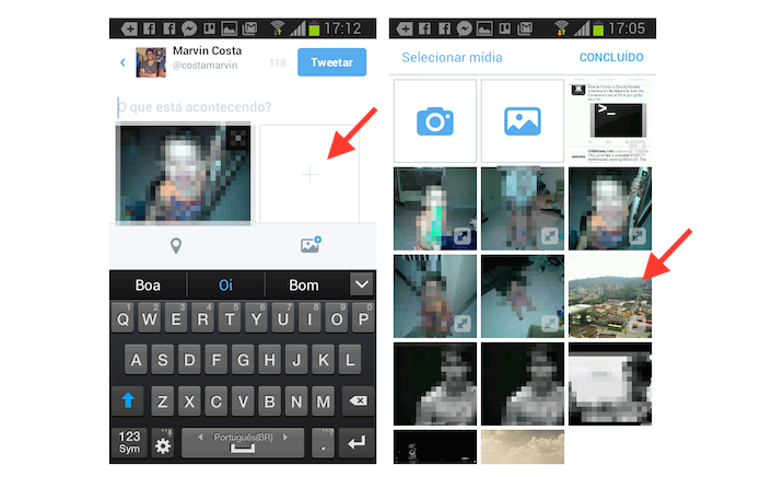 Anexando novas imagens a um tu?te no Twitter para Android (Foto: Reprodu??o/Marvin Costa)